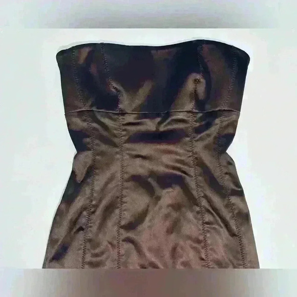 Bebe Vintage Y2K Strapless Cocktail Dress, Chocolate Brown, Size Small - Picture 3 of 16
